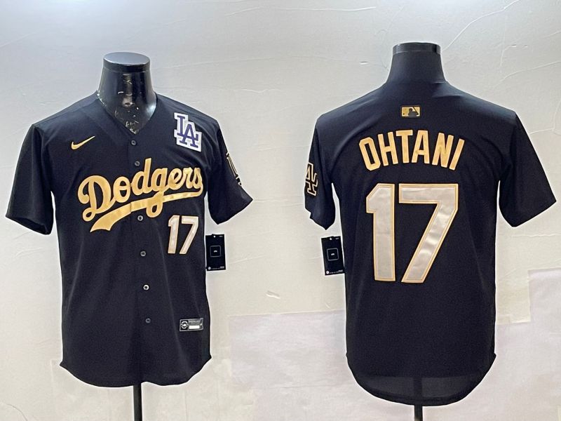 Men Los Angeles Dodgers #17 Ohtani Black Gold Game 2025 Nike MLB Jersey style 02251